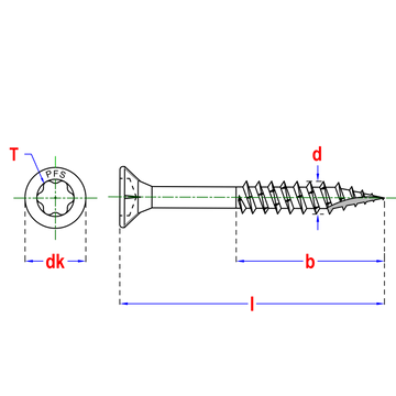 PFS+ houtschroef inox VZK-T30 6.0x120mm (100st)