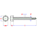 Zelfborende schroef met zeskantkop DIN7504K 4.8x16mm (200st)