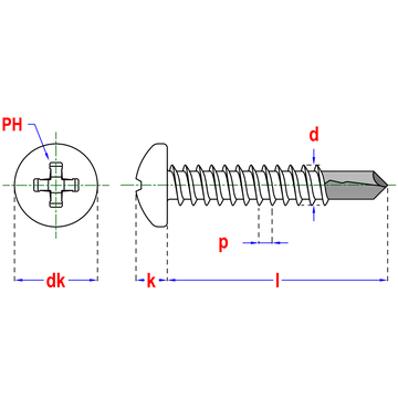 Zelfborende schroef DIN7504M-H 6.3x38mm (200st)