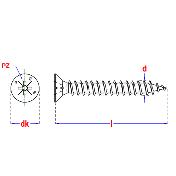 Spaanderplaatschroef VK-Z ZGN 3.0x30mm (200st)