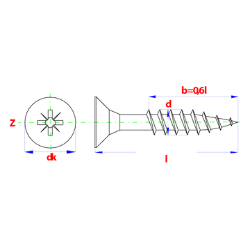 Spaanderplaatschroef VK-Z ZGN 4.5x70mm (200st)