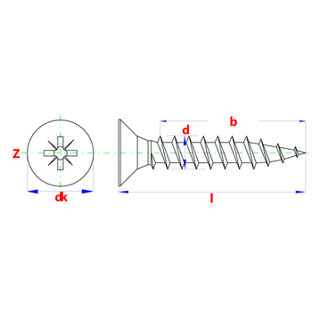 Spaanderplaatschroef VZK-Z 4.0x50mm (20st)