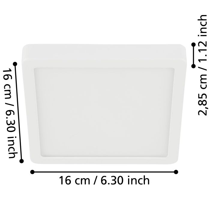 Eglo Fueva 5 opbouw 160x160mm wit 3000K IP44