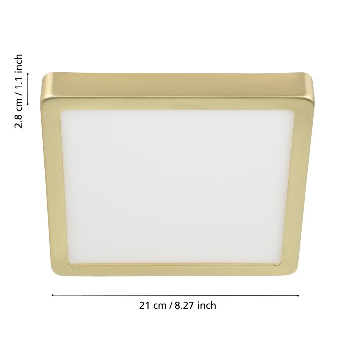 Eglo Fueva 5 LED opbouwarmatuur 210x210mm geel-koper geborst. 2000lm 3000K