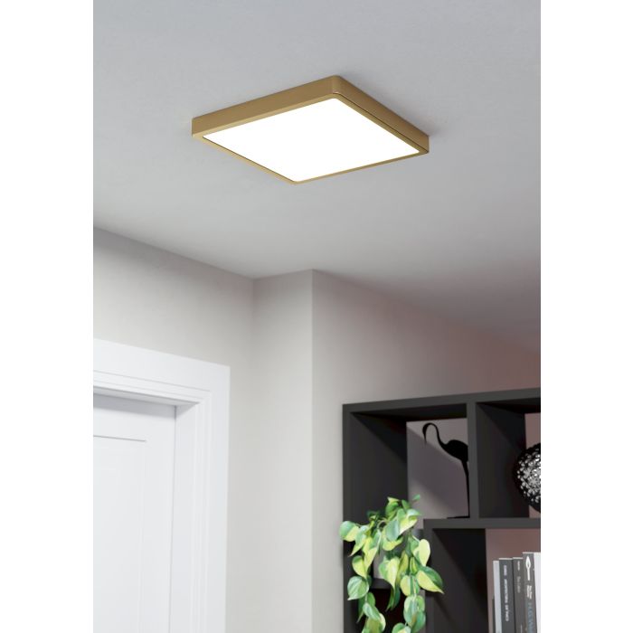 Eglo Fueva 5 LED opbouwarmatuur 285x285mm geel-koper 2400lm 3000K