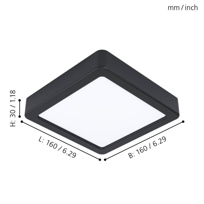Eglo Fueva 5 opbouwarmatuur 160x160mm zwart 1350lm 3000K