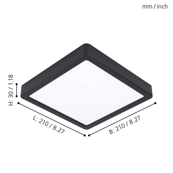 Eglo Fueva 5 LED opbouwarmatuur 210x210mm zwart 2000lm 3000K