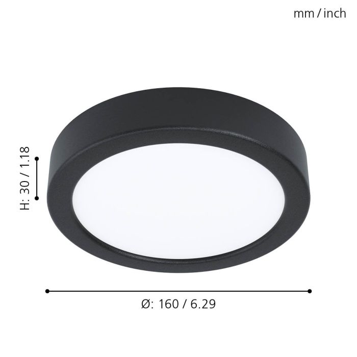Eglo Fueva 5 opbouwarmatuur 160mm zwart 1350lm 3000K
