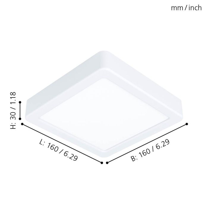 Eglo Fueva 5 opbouwarmatuur 160x160mm wit 1350lm 4000K