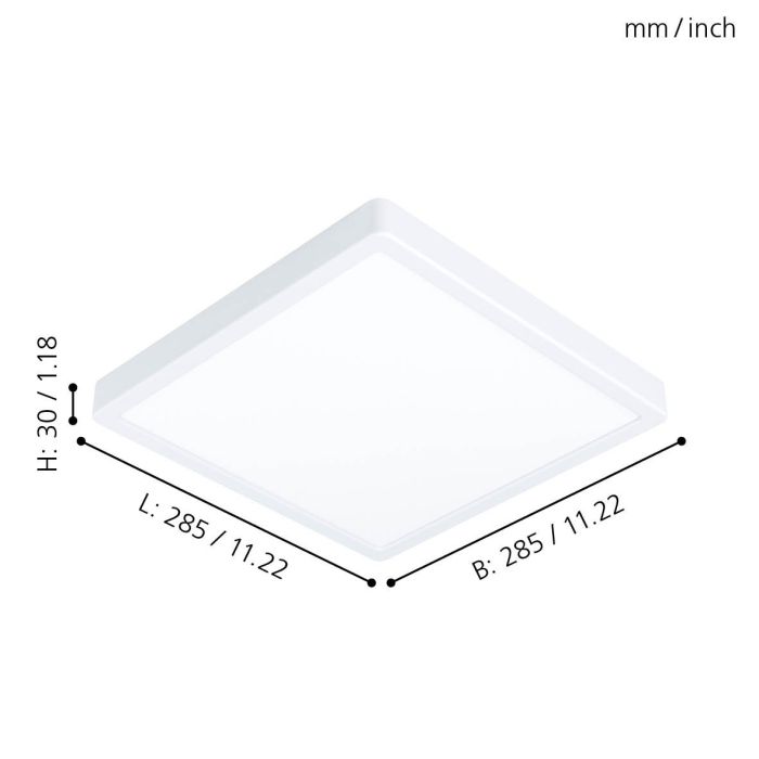 Eglo Fueva 5 LED opbouwarmatuur 285x285mm wit 2400lm 3000K