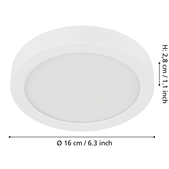 Eglo Fueva 5 opbouwarmatuur 160mm wit dimbaar 1350lm 3000K