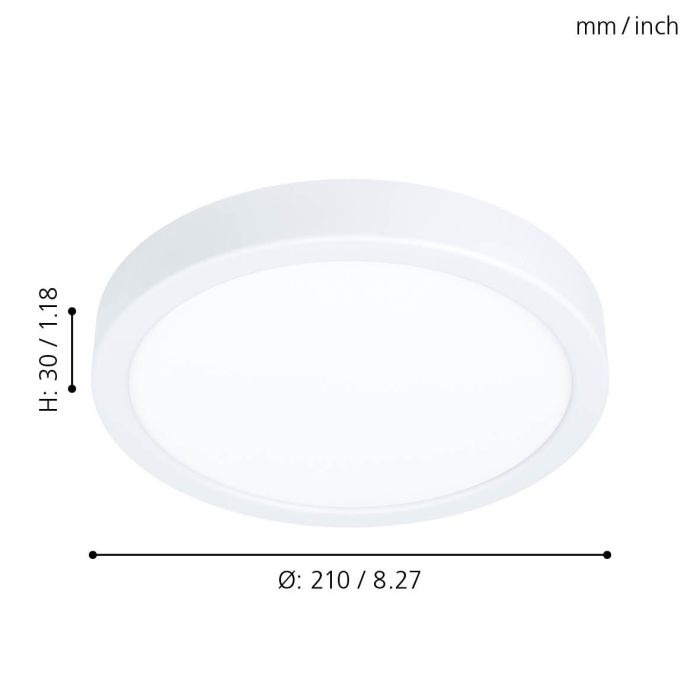 Eglo Fueva 5 LED opbouwarmatuur 210mm dimbaar wit 1800lm 3000K