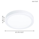Eglo Fueva 5 LED opbouwarmatuur 210mm dimbaar wit 1800lm 3000K