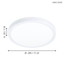 Eglo Fueva 5 LED opbouwarmatuur 285mm wit dimbaar 2400lm 3000K