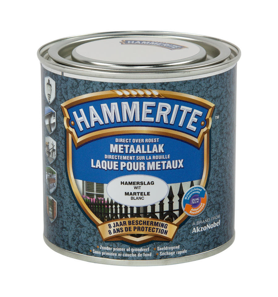 HAMMERITE HAMERSLAGLAK 250ML WIT