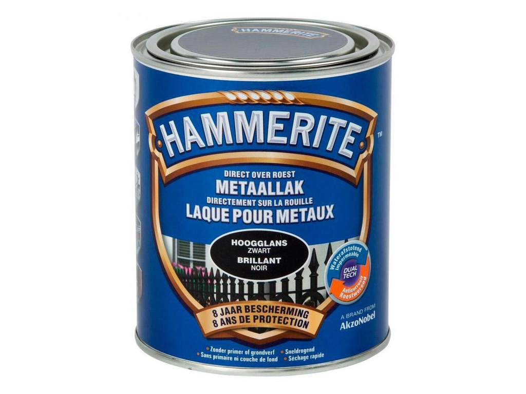 Hammerite hoogglanslak zwart 250ml