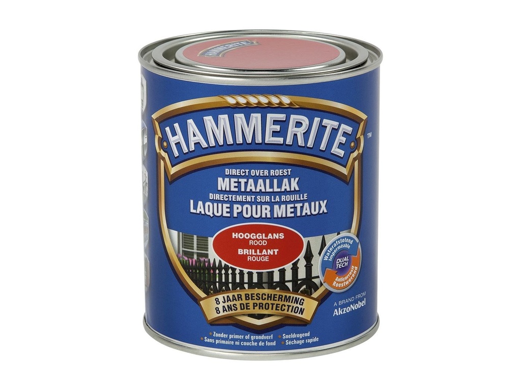 Hammerite hoogglanslak rood 750ml