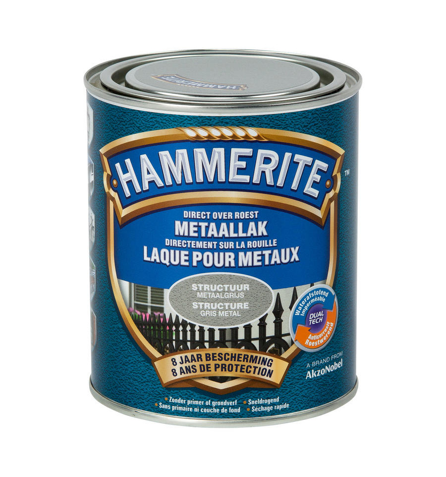 HAMMERITE STRUCTUURMAT LAK METAALGRIJS 750 ML
