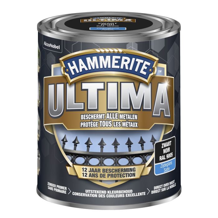 Hammerite ultima zijdeglans zwart / 9005  750ml