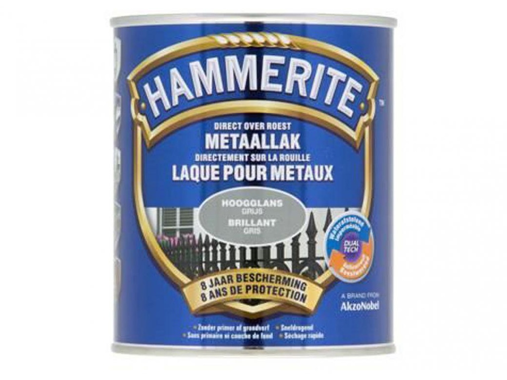 HAMMERITE HOOGGLANSLAK 750ML GRIJS