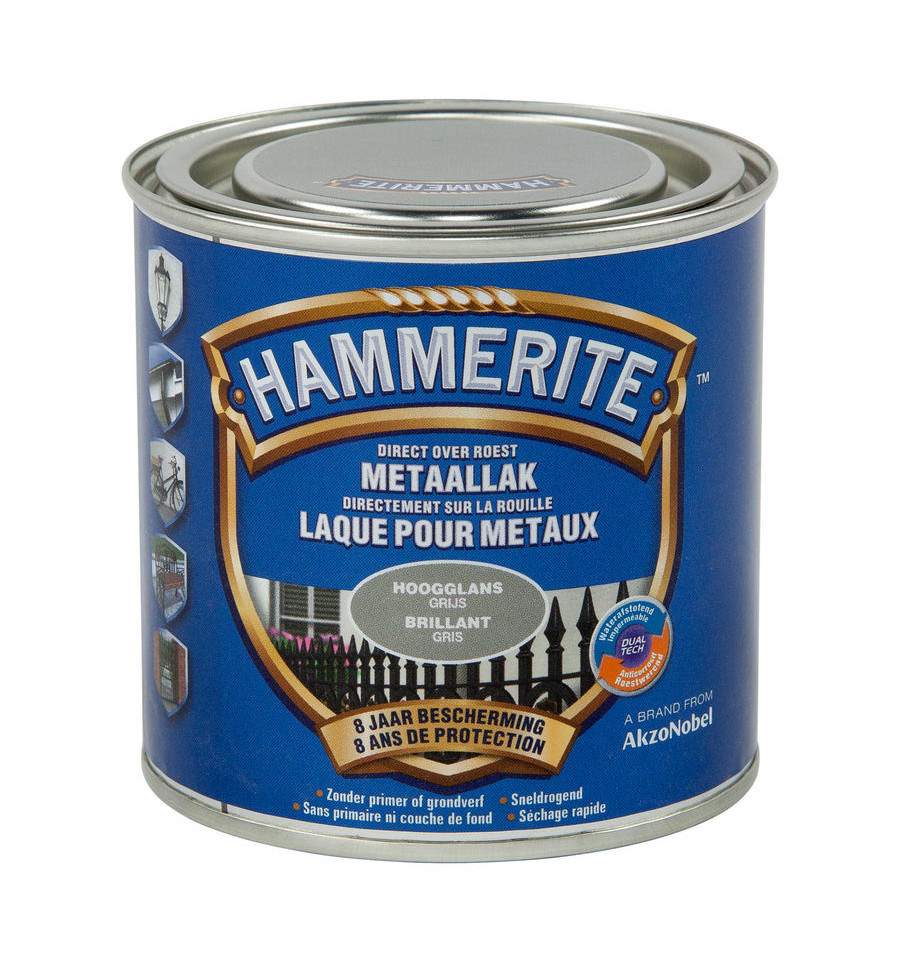 HAMMERITE HOOGGLANSLAK 250ML GRIJS