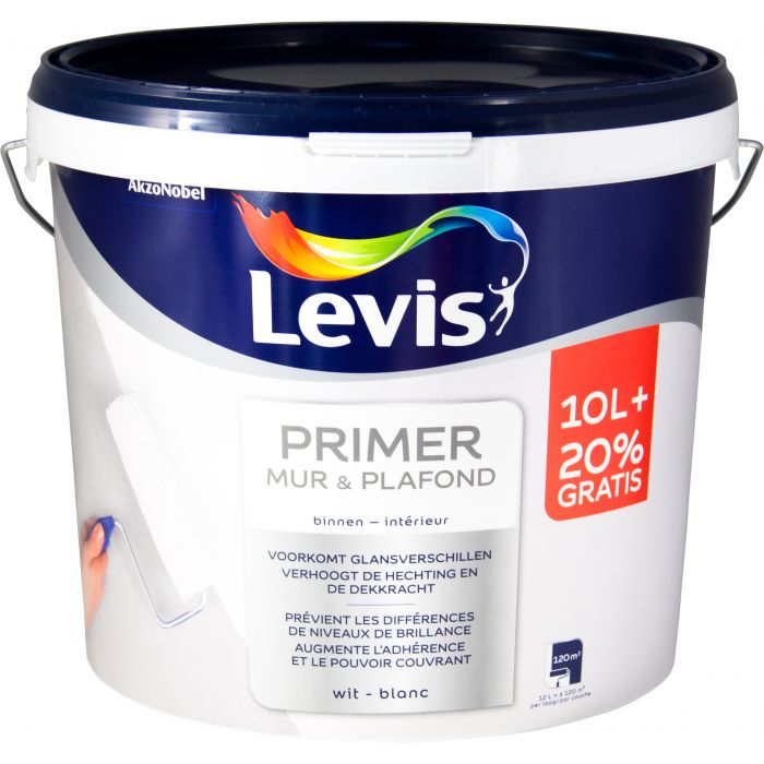 Levis primer voor muur & plafond 12L