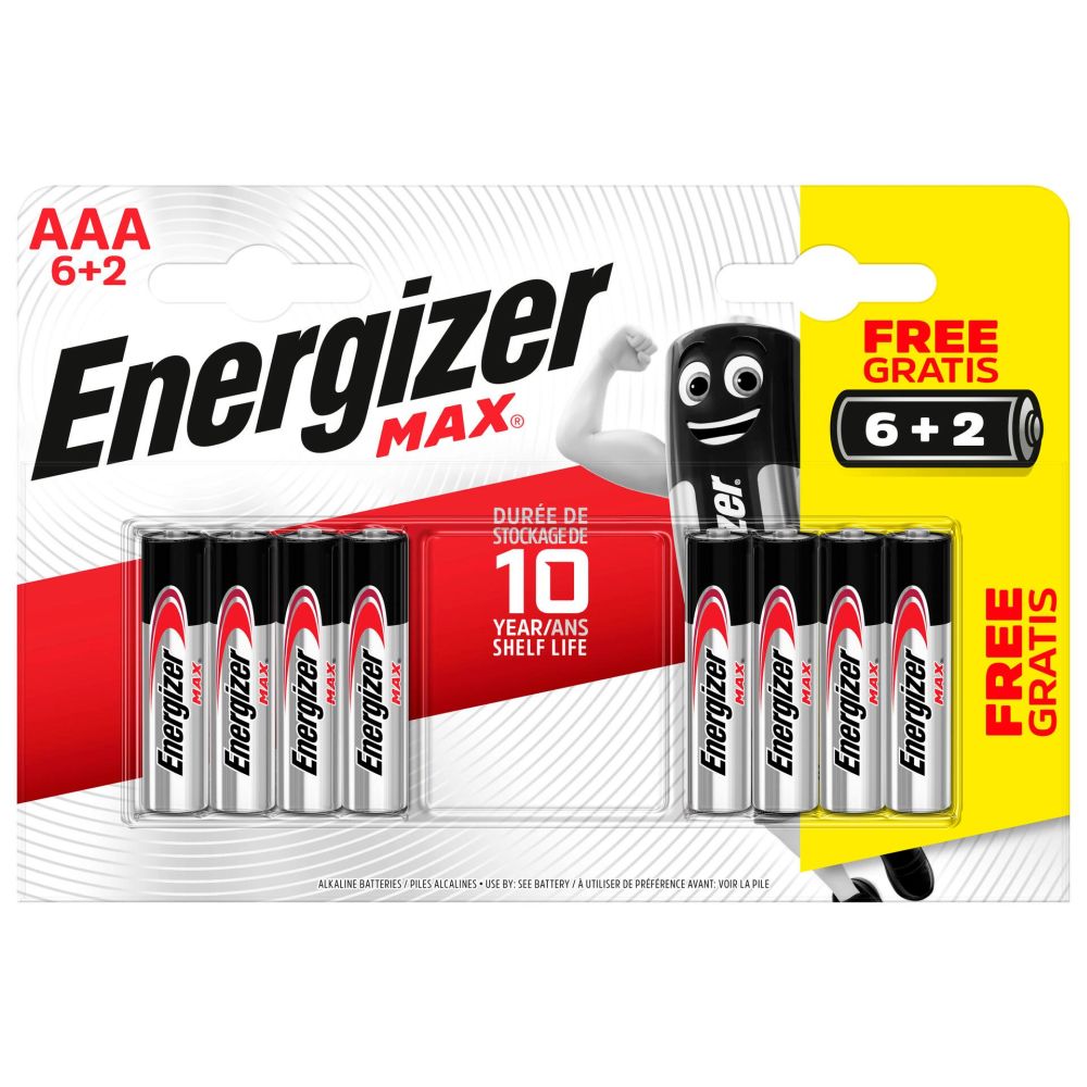 BATTERIJ ENERGIZER MAX AAA 6+2 GRATIS