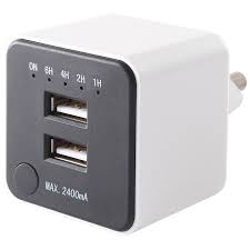 Profile USB-lader 2x USB 2,4A + timer zwart