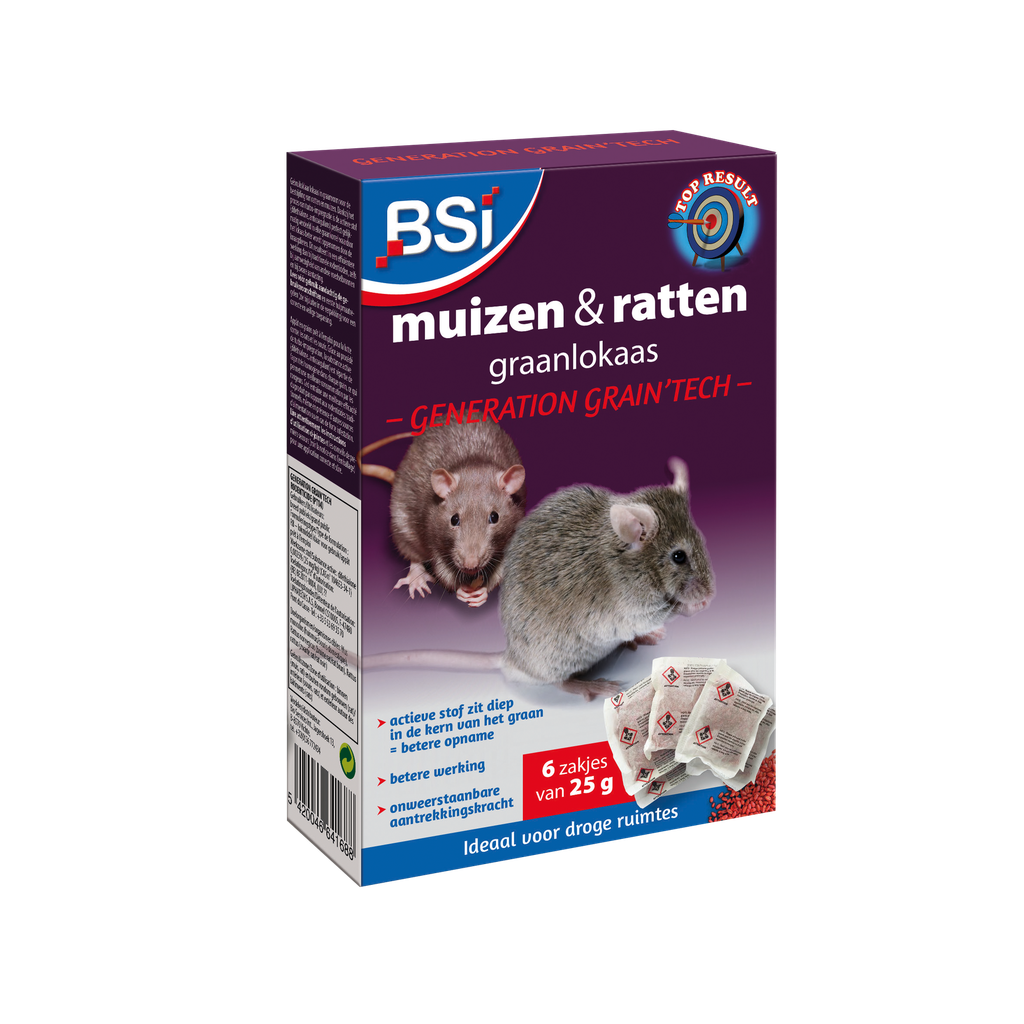 BSI muizen & muizen graanlokaas 150GR 6x25GR