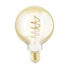 Eglo LED bol m/spiraal amber G95 E27 4W 245lm 2200K