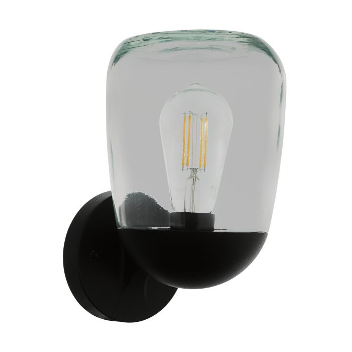 Eglo Donatori wandlamp voor buiten E27 zwart/clear glas