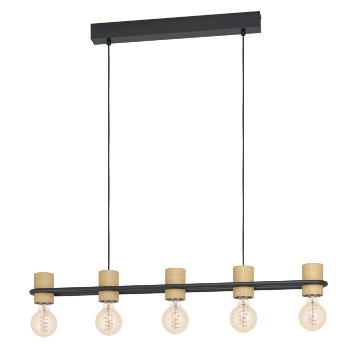 Eglo Chieveley hanglamp 5X E27 zwart/hout