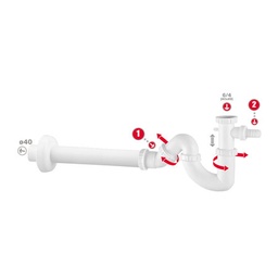[12875] Sifon voor spoeltafel 6/4 x 40mm - 1 bak