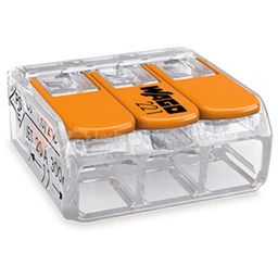 [68316] Wago steekklem met hendel 3x 0.2-4mm transp. (50st)