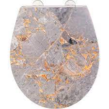 [85995] TOILETZITTING GREY MARBLE DUROPLAST EMB.