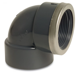 [04301] Druk PVC bocht 50mm x 6/4F met verstevigingsring